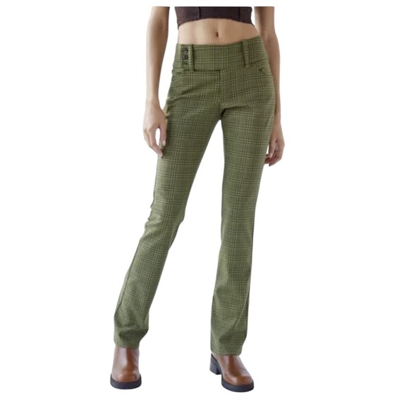 Urban Outfitters Pants - URBAN OUTFITTERS Uo Y2k Belted Trouser Pant In Green‎ Plaid Sz 6 Women's Bootcut